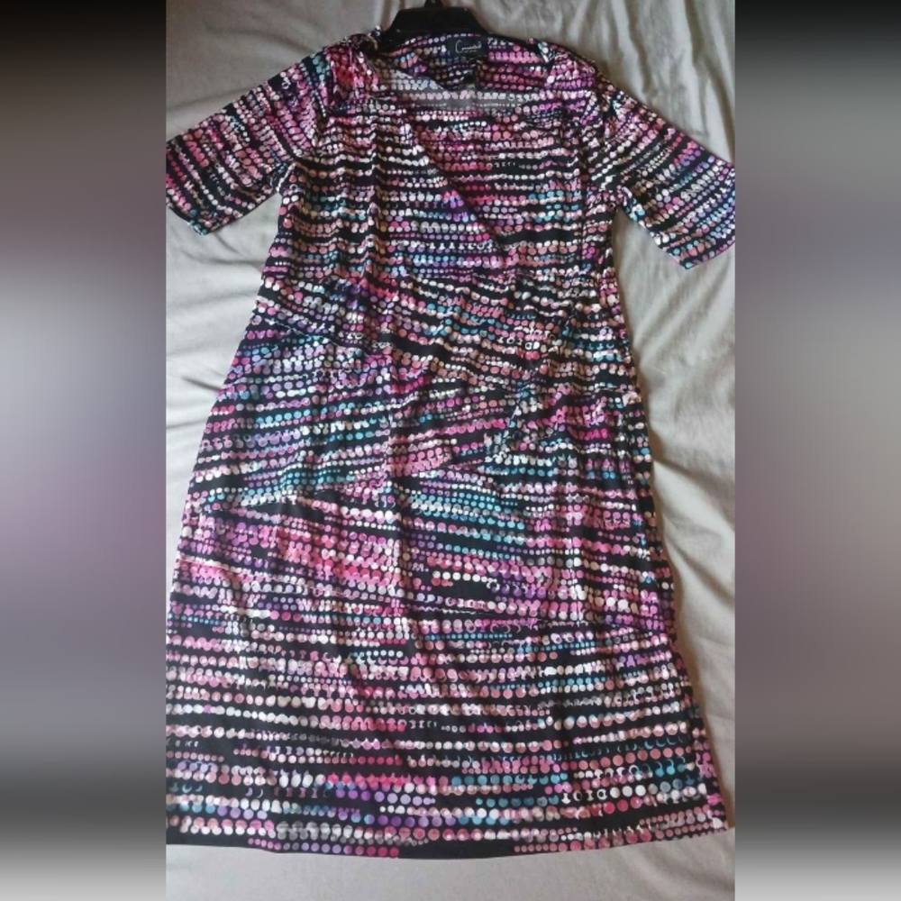 Connected Apparel Size 14P Polka Dotted Knee Length Sunday Dress